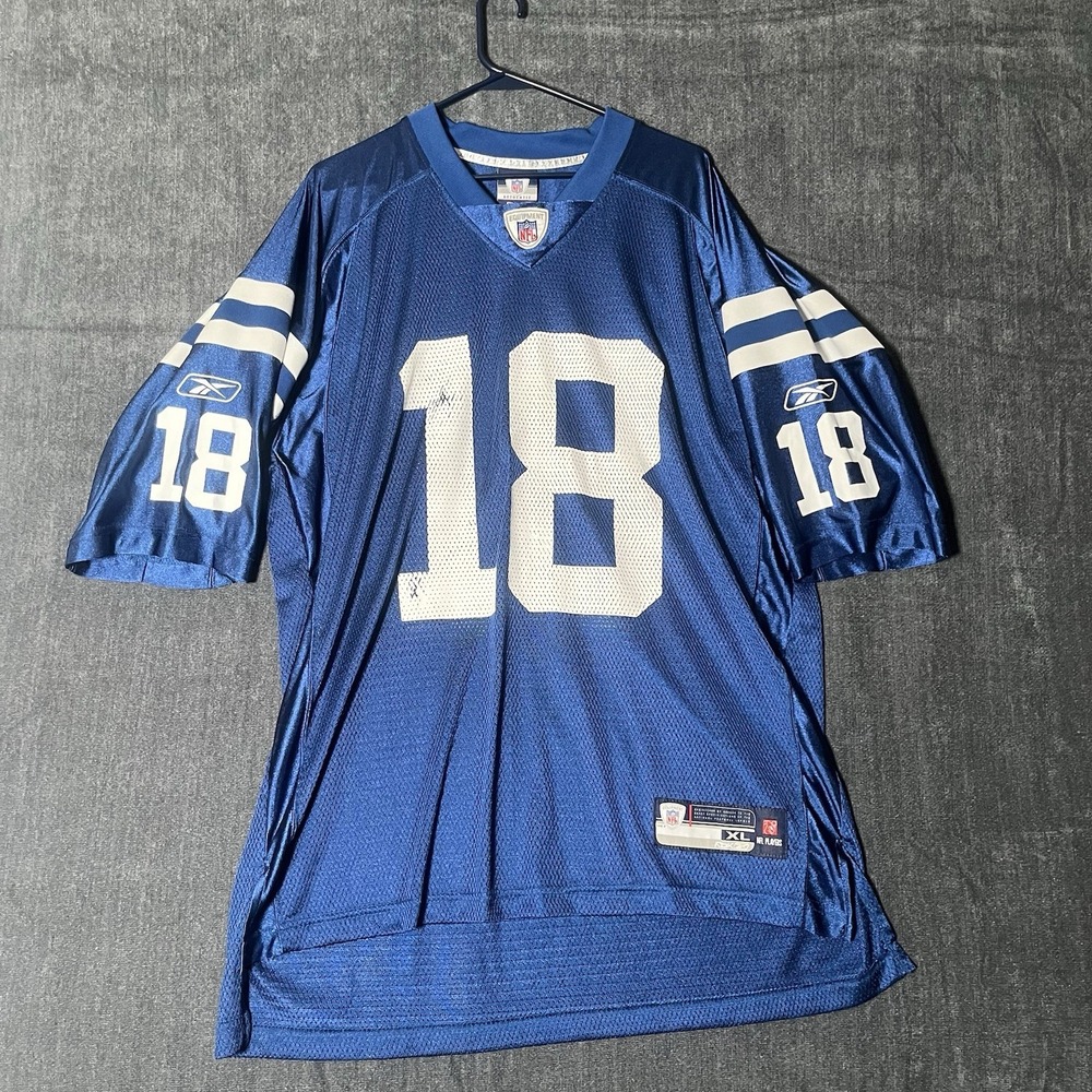 Peyton Manning Indianapolis Colts Jersey Reebok NFL Equipment Mens XL Blue #18